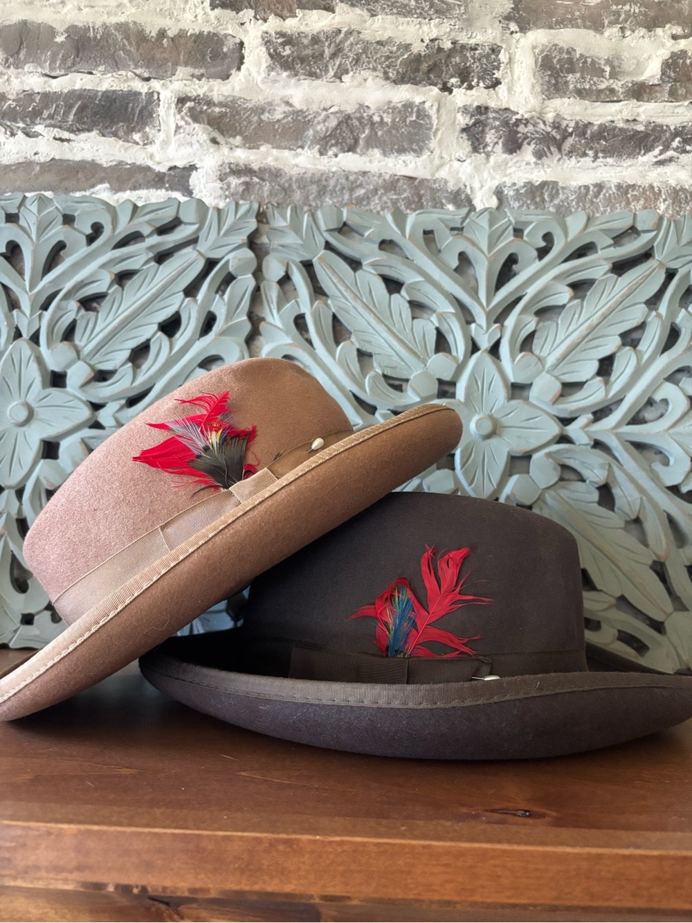 Two Bailey hat company 100% wool fedora hats